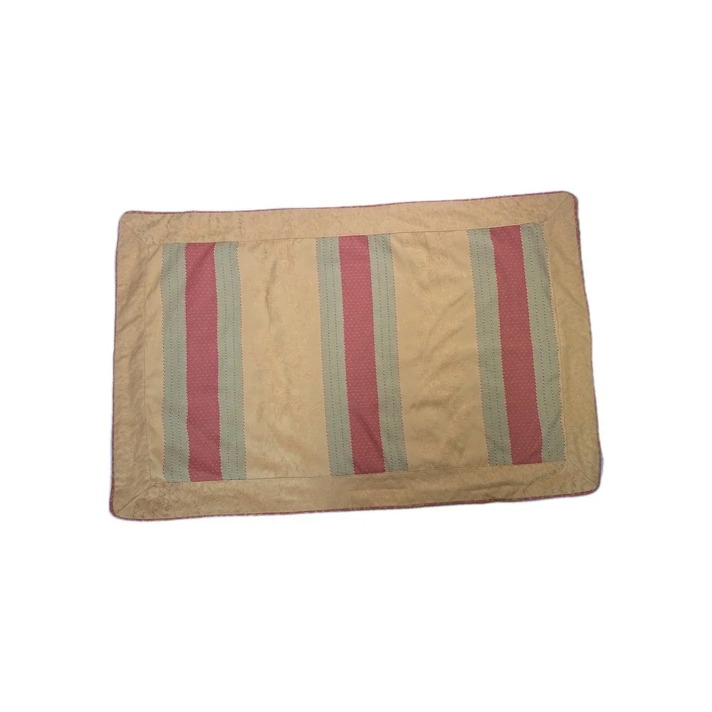 2 Vtg Waverly Tuscan Jacquard‎ Piped Trim Mustard Sage Rust King Pillow Shams